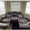 Image 3 : Genuine Leather 3 Seat Power Recliner Sofa In Burgundy 90x41x38 