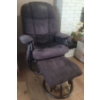 Image 1 : Reclining Gliding Upholstered Fabric Navy Blue Arm Chair & Ottoman