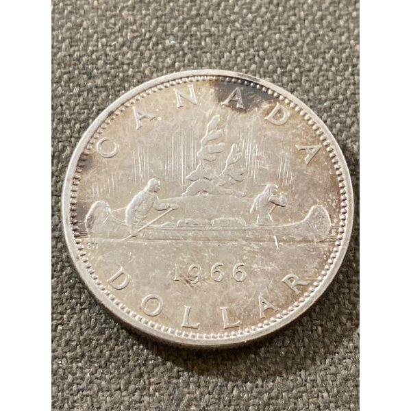 1966 Canada Silver Dollar Coin Featuring Voyageur Design