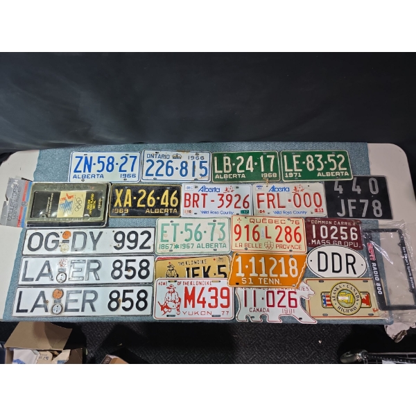 Antique License plates: Alberta, Ontario, European