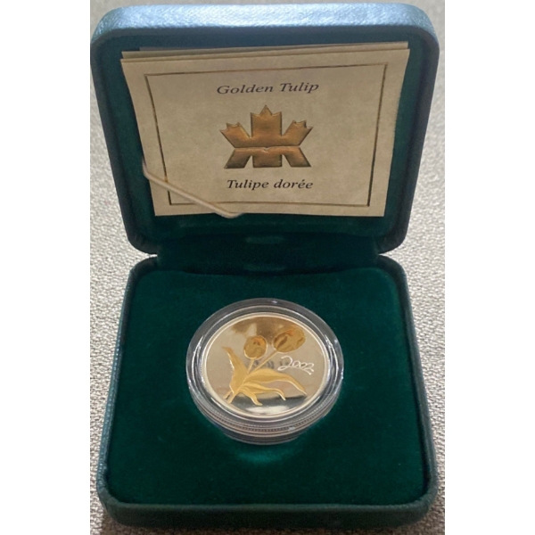 2002 Golden Tulip 50 Cent Coin 92.5% Silver 9.3 Grams