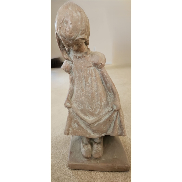 Austin Production Plaster Resin Statue of Girl Wearing Dress 9 W, 10 D, 23 T 
