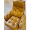 Image 1 : Scandinavian Leather Chair w/ Wooden Base 32.5 w, 30 d,  37.5 h