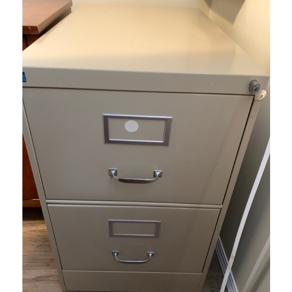Beige BNI File Cabinet w/ Key -  18W, 28D, 30T 