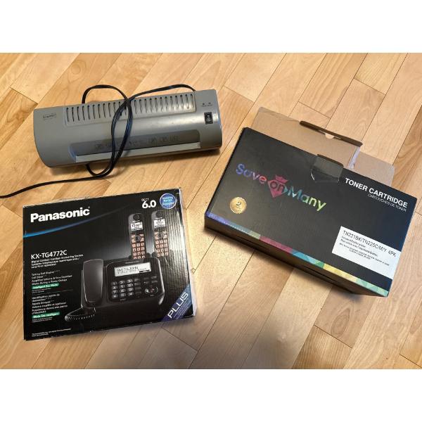 Panasonic In Box, As Pictured, KX-TG4772C Phone Answering System; Laminator, Brother Toner Cartridge