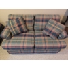 Image 2 : Plaid Upholstered Loveseat with Two Matching Cushions
