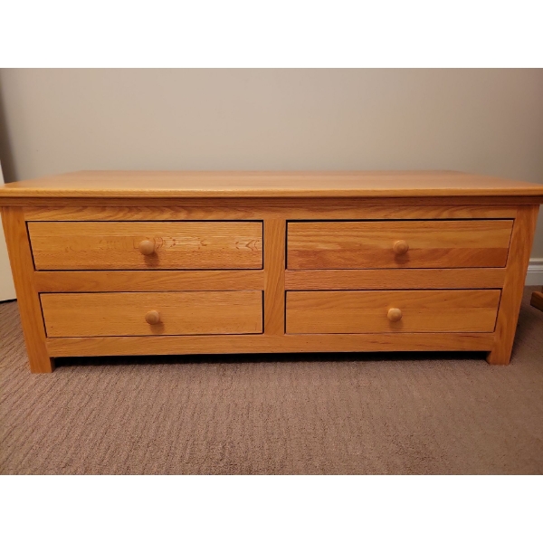 Solid Oak Console Cabinet w/ 4 Drawers 41x19x17