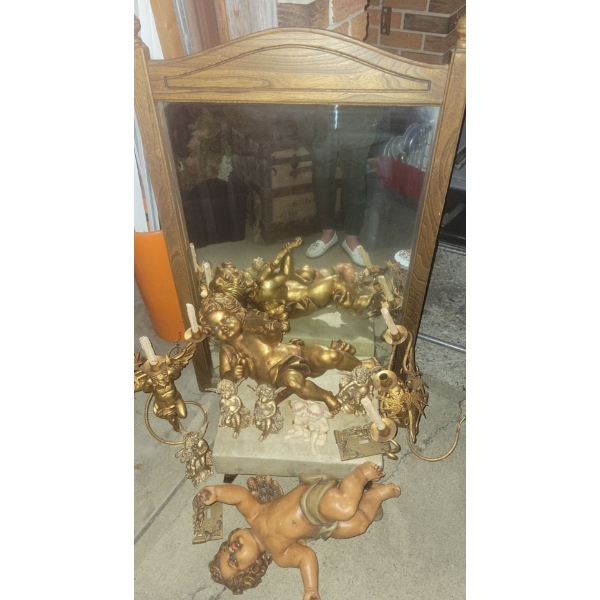 Vintage Mirror 30T w/ Gold Cherub Collection & More