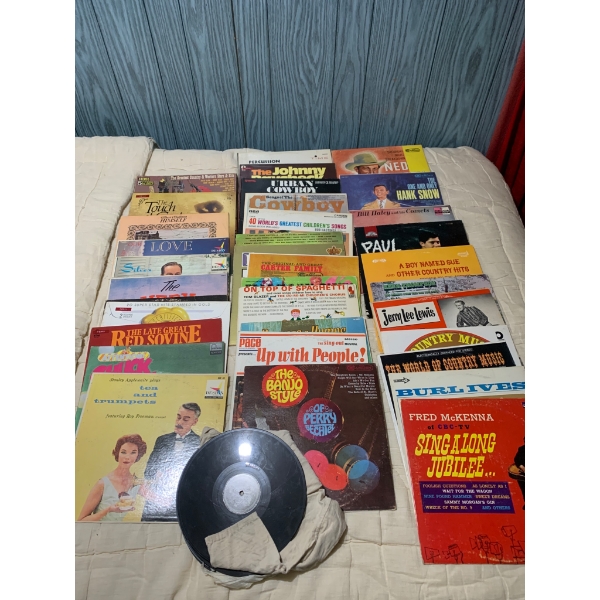 Large Vintage Vinyl Records Featuring Country, Childrens, and Vocal Music