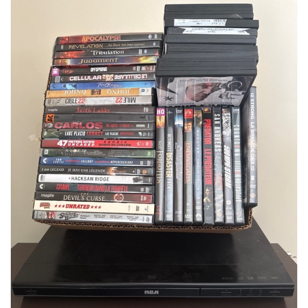 RCA DVD Player Mo.DR233N w/ Assorted DVD Collection - The Forgotten Apocolypse & more