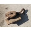Image 13 : Vintage Work Gear Collection- Including Leather Belt, Old Pulley, Metal Anchor , Lineman Spurs 