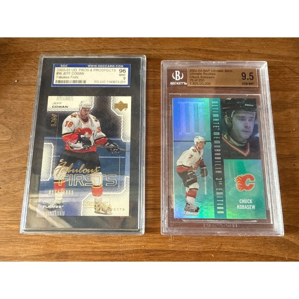 Graded Hockey Rookie Cards - Jeff Cowan (Grade 9) w/ Chuck Kobasew (Grade 9.5) 