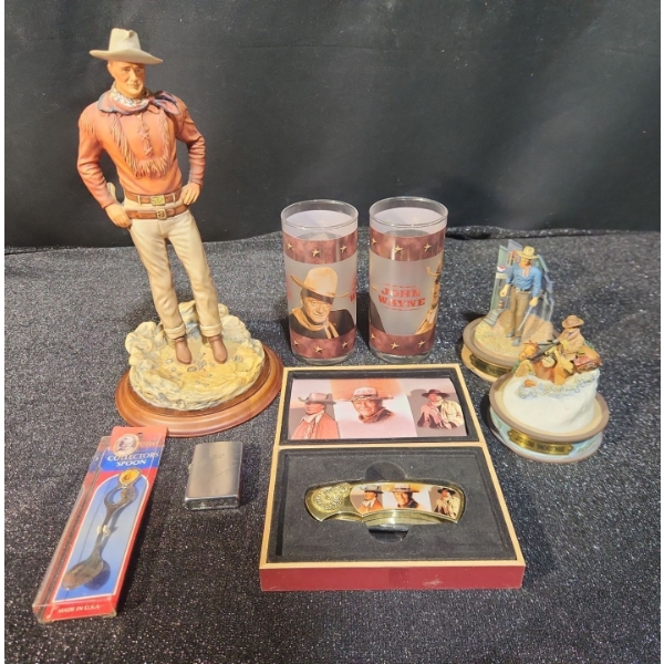 John Wayne Memorabilia Collection! Lighter, Pocket Knife, Collectable Cups and More