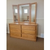 Image 2 : Double Wide Oak Dressing Table w/ Standing Mirror 59x23x70