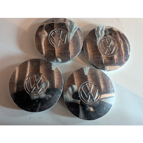 Vintage Chrome Volkswagon Wheel Center Caps - Often Used On Mk1 Models