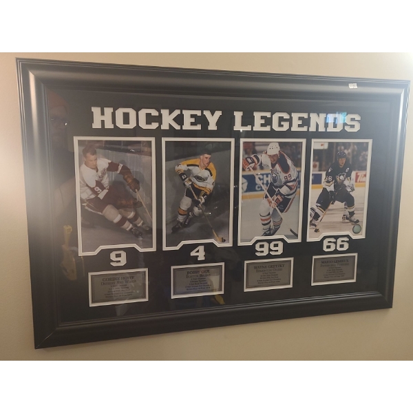 Hockey Legends-Howe, Orr, Gretzky, Lemiuex- Framed Photos and Stats 36 X 24, Framed Under Glass
