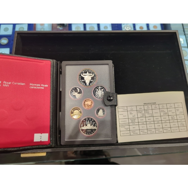 RCM 1982 Double Dollar Proof Set Regina Silver Dollar 23.3g 50% Silver Dollar
