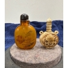 Carved Wood and Landscape Snuff Bottles with Spoons 2.75H & 2H