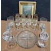 Image 2 : Vintage Glassware Collection -Stemware Candle Holders Pickle Dish w/ Petite point Mountainscape Art