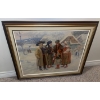Image 1 : Framed Wall Art Depicting A Winter Gathering In Villiage Like Setting 14T