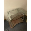 Image 1 : Modern Glass and Metal Desk with Wood Shelving
