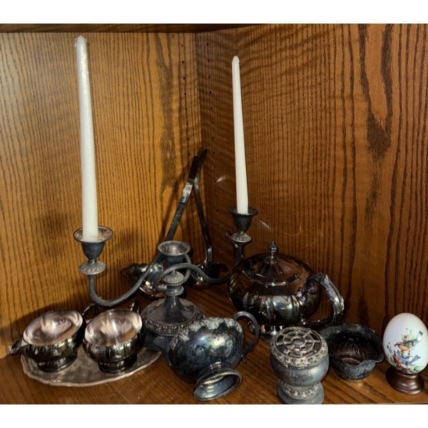 Silverplated Table Accents - Candleabra Teapot Large Ladles Sugar Bowl & More