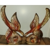 Image 3 : Mid Century Bird Bookends w/ Coin Foot Print Ashtray Carved Candle & Oak End Table