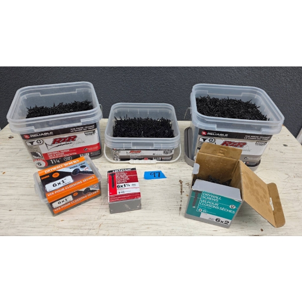 Drywall Screws with Storage Containers, Various Sizes and Types