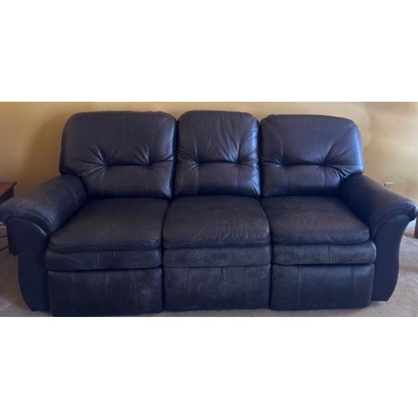 Leather 3 Seater Sofa - 88W, 33D, 39T 