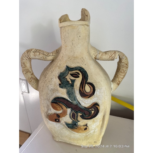 Joanna Drummond Urn Pottery Original, Damage On One Handle -- 15W, 7D, 21T