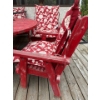 Image 4 : Lovely Wooden Outdoor Patio Table Set (Chairs, Umbrella, Cushions) - Table is 48W, 29T 