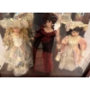 Image 2 : 3 Antique Inspired Victorian Porcelain Dolls 15T - 2 Pretty In Pink 1 Scarlet Gown