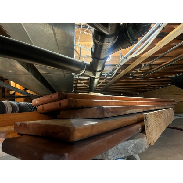 1 1/2 x 9inch planks for a long sized water bed stained mahogany pine boards 
