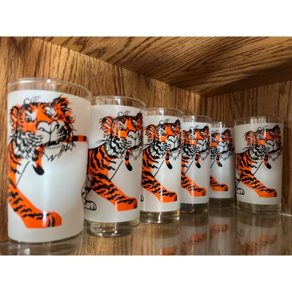 Collection of 6 esso tiger glasses