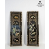 Image 1 : pair of vintage Chinese black lacquer wall panels with mother-of-pearl inlay. 