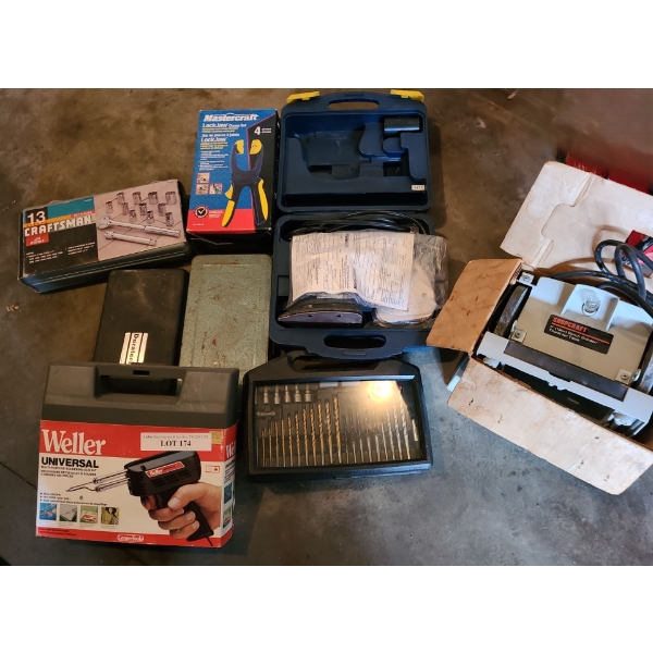 Craftsman Socket Set, MasterCraft Sander, Drill Bits, Shopcraft Bench Grinder & more