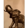 Image 2 : Solid Brass Elephant Figurine w/ Hand Carved Pedestal Made in India 6L