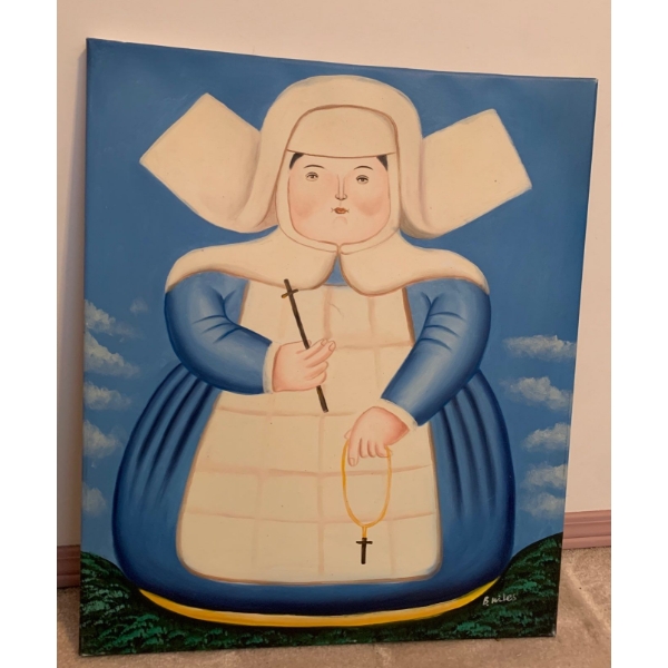 B. Miles Oil on Canvas Sister Nun Art 20x22