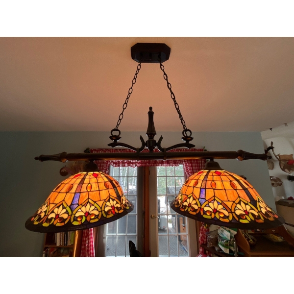 Tiffany Style hanging light with 2 shade nice dining room light .