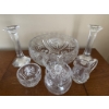 Image 1 : Cut Glass Crystal Tableware with Bowl, Candlesticks, and Accessories