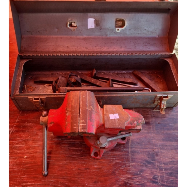 Red Vice Grip, Craftsman Metal Toolbox and Contents 
