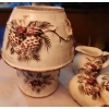 Image 3 : Pine Cone Pattern Set Includes: Serving Tray 20 L, 14 W, Cream/ Sugar, Salt/ Pepper, Candle Lamp 9 T