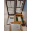 Image 1 : Vintage Window Panels 17 w 33 l.  Panel w Red/Green Glass 30 w 20 l.  Vintage Mirrors 23 w 17 1/2 l