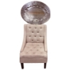 Image 1 : Tufted Linen Accent Chair and Ornate Oval Wall Mirror