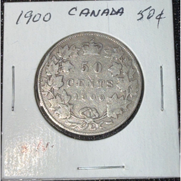 1900 Canadian 50 Cent Coin 92.5% Silver 11.62 Grams