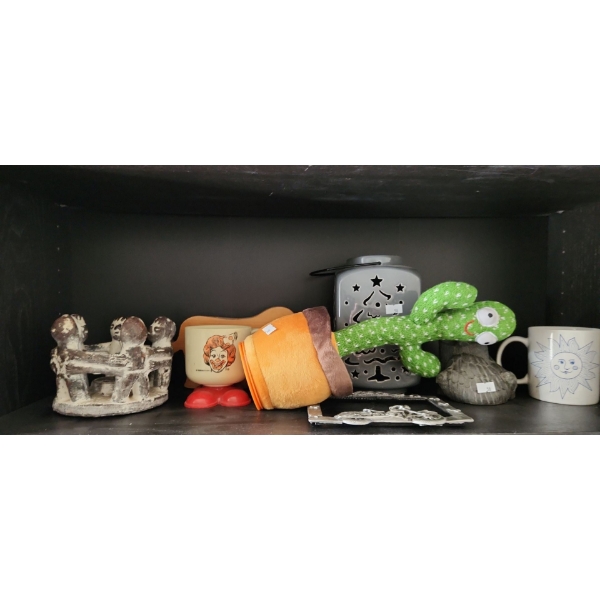 Plush Cactus 13.5 T, Ronald Cup, Wooden Elephant Pencil Holder, Wolf Soapstone Owl 4.5 T and More!