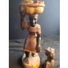 Image 2 : Wooden Carvings: Woman Carrying Basket 6 W Base, 17 T and Man's Face 6 T