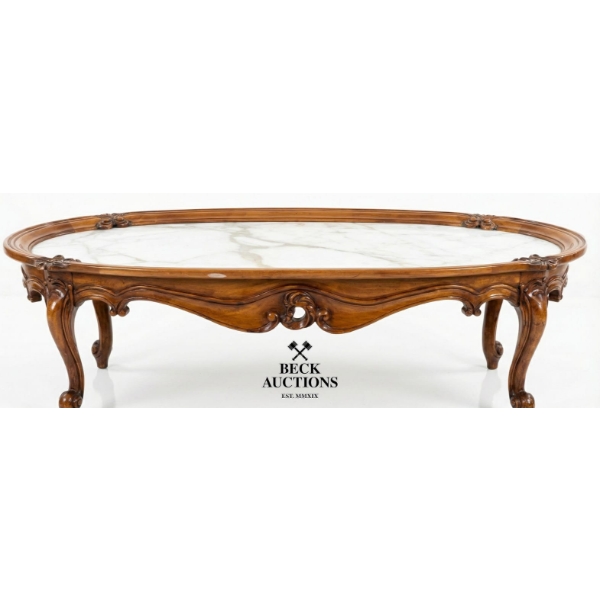 Regency Style Coffee Table - Marble Top 60L x 27W x 17T