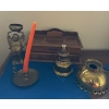 Beautiful Brass Decor Incl. Heavy Buddah, Oil Lamp and  Wood Jewellery Box 