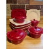 Image 1 : Princess House Red and White 12 Piece Serving Set Features 8 Plates and 4 Mini Serving Pots